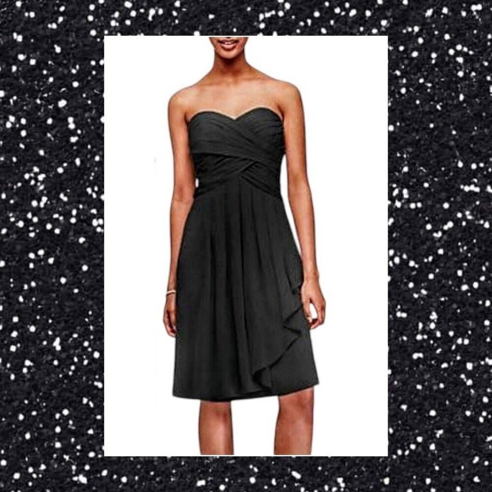 Little Black Dress Cocktail Chiffon David's Bridal Evening Sweetheart Strapless